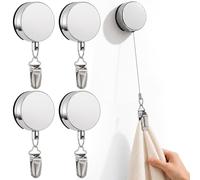 4 Pièces Pinces à serviettes Extensibles en Métal avec Corde Extensible, Sans perçage, Porte Torchon Adhésif sans Perçage Pour cuisine, Salle de bain, Camping-car, Salle de Bain