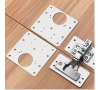 4 Pièces plaque de réparation de charnière de porte de placard de cuisine avec trou, supports de fixation plats en acier inoxydable