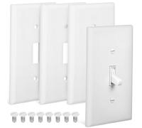 4 Pièces Plaque Murale à Bascule en PC Blanc, Simple | Résistante aux Chocs, Facile à Entretenir, Supporte Diverses Températures, Remplacement Rapide pour Interrupteur Mural