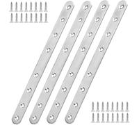 4 Pièces Plate Fixation Inox,Plaque de Connexion D'angle Plate 8 Trous | Pattes D'assemblage Métal avec 32 Vis,Argent Plaques D'assemblage Perforée Plates pour Réparation Meubles en Bois