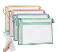 4 Pièces Pochette Document Zippée A4, Ensemble de Pochette Plastique Zip A4 en EVA Double Couche, Dossier de Documents Grande Capacité, Mesh Zipper Pouch pour Organiser Documents Livres Autres