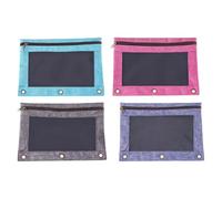 4 Pièces Pochettes à Fermeture Éclair B5 3 Trous Oxford PVC | Multi-usage, Pratique et Solide, Paquet à Dossiers, Stockage Bureau, Pochettes Transparentes, Fournitures Organisées