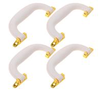 4 pièces Poignée de Transport Remplaçable en Cuir PU et Métal pour | Base Métallique Prépercée, Arche Arrondie, Entraxe 8,3cm, pour Coffrets Bijoux et Caisses à Outils