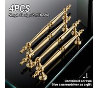 4 pièces Poignées de luxe dorées, boutons d'armoire de style vintage, poignées d'armoire, comprend les vis et outils d'installation 4 douilles de 96 mm + 1 tournevis,4 pièces de 192 mm + 1 tournevis,4