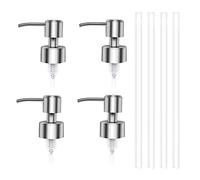 4 Pièces Pompe à Savon en Acier Inoxydable, Pompe de Rechange Distributeur Savon, Tête de Pompe Distributeur Savon, avec Tube Transparent antirouille, pour Cuisine Salle Bain(28/400)