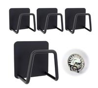 4 pièces porte-éponge cuisine inox, support éponge évier sans perçage, rangement mural autocollant, noir, organisateur éponge brosse chiffon, support mural évier durable pour cuisine et salle de bain