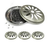 4 Pièces Porte Spirale Anti Moustique en Acier Inoxydable pour Extérieur | Structure aérée, couvercle, bonne dissipation, anticorrosion, nettoyage cendres, portable, pour camping et jardin.