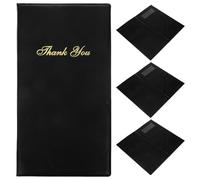 4 Pièces Présentateur D’addition pour Restaurant, Porte-reçu | Étanche et Multifonction, Format 10x5,5 Pouces, avec Inscription Thank You Dorée