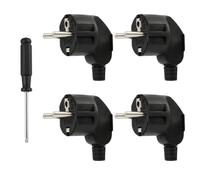 4 Pièces Prise Electrique, Prise Européenne, Mâles Schuko 250V 16A, Prise pour Câble Rallonge Électrique, Connecteur à Vis pour Réparation et Montage de Câble Domestique et Atelier Intérieur