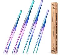 4 pièces Profi Pincettes Set Acier inoxydable 10'' & 12'' Arc-en-ciel BBQ & Cuisine