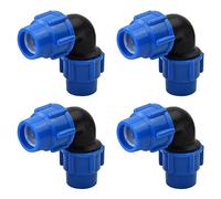 4 Pièces Raccord Coudé à 90 Degrés, 25mm X 25 mm Connecteur pour Tuyau D’eau Pe de Compression, Raccords de Plomberie Coudés Pn16, pour Une Installation Intérieure et Extérieure, Bleu