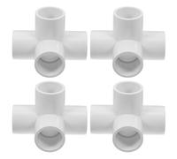 4 Pièces Raccord PVC Blanc à 5 Voies, Connecteur 3d pour Tuyaux 1/2 Pouce | Diamètre Intérieur 21mm, Surface Lisse, Jonction Multiports Polyvalente pour Cadres DIY, Étagères et Arrosage Résidentiel