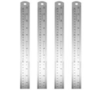 4 Pièces Règle à Dessin en Acier Inoxydable Double Échelle | Réglet Argenté, Outil D’apprentissage pour Artistes et Enseignants, Format Droit, Transport Facile