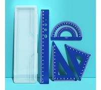 4 pièces Règle en alliage d'aluminium personnalisée, règle à ligne ondulée, rapporteur, ensemble de règles en métal de 15 cm/20 cm, gravé avec un nom personnalisé, idéal comme cadeau pour les étudiant