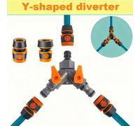 4 pièces Répartiteur en Y à 2 voies, connecteur de tuyau d'arrosage de jardin 12/16 mm, ensemble de connecteurs d'irrigation (régulateur de débit en Y + connecteur en plastique 3/4" + connecteur rapid