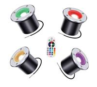 4 PIÈCES RGB Spot Encastrable LED Exterieur - Lampe Jardin Enterré, Projecteur Encastrable 3 W Avec Télécommande RF, Projecteur De Jardin Étanche IP67, Éclairage D'allée, Pour Allée, Terrasse ( Color