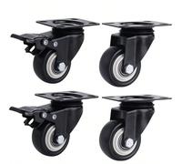 4 pièces Roulettes pivotantes avec frein, roues directionnelles silencieuses et robustes, 1,25 pouce pour diable, petit chariot, chariot 2 avec freins + 2 sans freins,4 sans freins,4 avec freinsABS