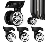 4 Pièces roulettes pour Valise de Voyage A09, Noires, PVC ABS | Roue de Remplacement Valise, Double Rangée, Noyaux Renforcés, Bande Résistante, Vis Incluses, Montage Facile, pour Voyageurs