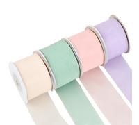 4 Pièces Ruban Satin Organza, 38 mm x 18 m Ruban Large, Unique Tissu Décoration, Cadeau Emballage pour Décoration de Gâteaux, Projets de Couture, Ballons de Fête et Nœuds