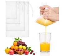 4 Pièces Sac Filtrant, Etamine Alimentaire, Passoire Tissu Blanc, Nylon Sac Filtrant pour Jus de Légumes et Fruits, Café, Lait Avoine, Lait Vegetal(4 Tailles)