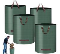 4 Pièces Sacs Jardin Déchets avec Poignées, 272 Litres Sac Dechets Verts Réutilisable, Sacs Feuilles Végétaux Jardin Indéchirables Étanche, Sac Jardinage Autoportant Pliable, 150 g/m², Supporter 65KG