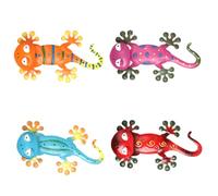 4 Pièces Sculpture Gecko Murale en Fer Adorable Unique | Décoration Murale Extérieure, Appliques pour Jardin, Forme Lézard, Style Unique, pour Passionnés de Gecko