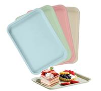 4 Pièces Service Plateau Petit Plateau Plastique Rectangulaire Repas Plateaux, Réutilisable Tablett Kunststoff Rechteckig, Cafés Rectangle Plateaux(25x18cm)