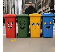 4 pièces/set Autocollants de visages de bandes dessinées, auto-adhésifs, convenant aux surfaces en plastique, amovibles, décoration pour la maison, applicables aux poubelles, murs, salles de bains, ré