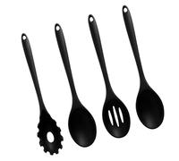 4 Pièces Set de Cuillères de Cuisine en Silicone, 2 Cuillères à Mélanger + 1 Cuillère Passoire + 1 Cuillère à Pâtes Ustensiles Résistants à la Chaleur pour Poêles Antiadhésives et Camping