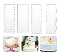 4 pièces Set de grattoirs à gâteau en acrylique de grande taille, comprenant un peigne à contour, un lisseur de gâteau crantée, un coupe-décoration de gâteau de cuisine, un outil de lissage de glaçage