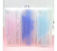 4 pièces/set Kit de règles multicolores en gelée, boîte de papeterie multifonctionnelle et mignonne transparente, en matériau PVC, comprenant un rapporteur, des règles droites et triangulaires, outils