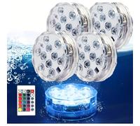 4 pièces/set Lumières de piscine, Lumières sous-marines à LED, Lumières de piscine avec 16 choix de couleurs, Télécommande, Convient pour piscine, aquarium, vase, salle de bain, jacuzzi, Pâques, maria