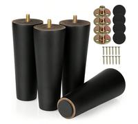 4 pièces/set Pieds de meuble en bois noir fuselés de rechange pour table basse, pieds de meuble, pieds de canapé, pieds de chaise, causeuse, pouf, pieds de commode, table d'appoint 8cm/3,14 pouces,15c