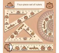 4 pièces/set Règle acrylique de capybara : Rapporteurs, règles et compas de haute qualité - Parfait pour les écoles ou les bureaux - Rendez votre espace de travail amusant ! Rentrée des classes Capyba