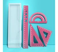 4 pièces/set Règle triangle en aluminium personnalisée, règle ondulée, rapporteur, ensemble de règles en métal de 15 cm/20 cm, avec gravure de nom, outils de mesure, idéal pour le dessin, la peinture,