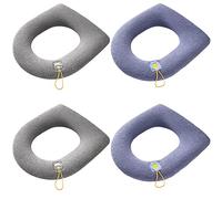 4 Pièces Siège de Toilette Coussin, Housse de Siège de Toilette, Coussin de Siège de Toilette, avec Poignée, Universelle, Doux et Chaud, Évolutif, Lavable, pour Siège de Toilette Universel