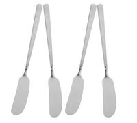 4 Pièces Spatule à Beurre en Acier Inoxydable, 6,5 Pouces, Argenté | Outil Portable à Poignée Ergonomique, Usage Petit-déjeuner et Fêtes, Solide, Prise Confortable