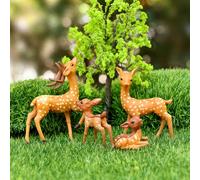 4 pièces Statuettes de cerf mignonnes mini, décorations d'animaux en résine DIY, accessoires de paysage miniature, mini pots de fleurs, rocailles, bocaux, convient pour la décoration de jardin intérie