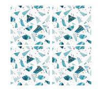 4 Pièces Sticker de Sol Effet Terrazzo Bleu, Adhésif PVC | Pose Murale sans Perçage, Usage Locatif et Bricolage, Finition Moderne pour Surfaces Lisses