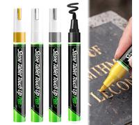 4 Pièces Stylo Pour Pierre Tombale, Marqueur Pour Pierre Tombale, Étanche | Stylo de Peinture Imperméable, Haute Couvrance, Convient Aux Pierres Tombales Et Aux Pierres (Doré + Blanc + Argenté + Noir)