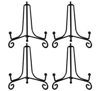 4 Pièces support assiette décoratif en métal noir, photos, cadres, plaques funéraires, cartes & mini livres, support cadre photo chevalet, porte assiette, présentoir à assiettes décoratif (10cm)