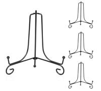 4 Pièces Support Assiette Decorative, 15 cm Chevalet Assiettes Pliable Noir, Présentoir Porte Assiette Chevalet de Table pour cadres photo, présentoir à assiettes décoratif