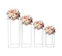 4 Pièces Supports de Fleurs de Mariage -Vase Doré Design Géométrique - Vase à Fleurs Rectangulaires - Support de Fleur Amovible - Présentoir pour Fête Mariage Décoration Maison Fête