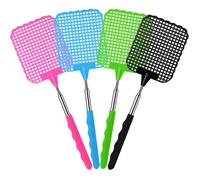 4 Pièces Tapettes à Mouches Extensibles, Colorées, à Main pour Mouches, Moustiques et Insectes. - bleu, ros - bleu, rose, vert, noir
