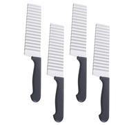 4 Pièces Trancheuse Ondulée, Acier Inoxydable | Poignée PP Noire, Nettoyage Facile, Rangement Pratique, Usage Multifonction Cuisine, Style Simple et Élégant