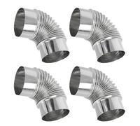 4 pièces Tube D’Évacuation 90 Degrés en Acier Inoxydable 13x13x6cm | Joint sans Soudure, Finition Polie Argentée, du Bruit, pour Poêle et Sections de Conduit