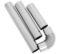 4 Pièces Tube D'extension de Cheminée Rond en Acier Inoxydable | Conduit de Fumée Flexible, Installation Modulaire, Résistance à Rouille, Usage Résidentiel et Camping