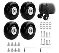 4 Pièces Valise Roulette Pivotante de Remplacement, 50mm x 18mm Roue Valise Universelle, Roues de Bagages de Rechange, Roues de Chariot en Caoutchouc avec Kit de Réparation pour Valises et Trolleys