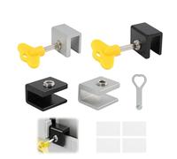 4 Pièces Verrou Baie Coulissante,Serrure Réglable Fenêtre et Porte Coulissante,Fermeture Sécurité Enfant,Butée de Serrure de Porte et Fenêtre,Acier Inoxydable avec Clé Hexagonale et en Forme de Cœur