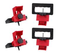 4 Pièces Verrou de Disjoncteur Électrique Rouge en Plastique | Pince à Clip à Serrage Automatique, Double Porte-étiquette Visible, pour Tableaux Électriques et Arrêts de Maintenance